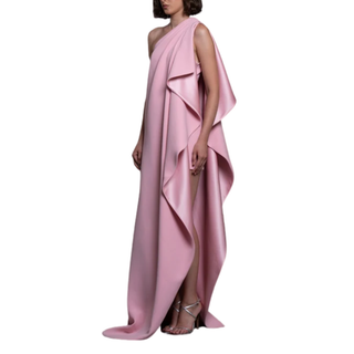Deconstructed ruffle dress in crêpe and satin radzimir