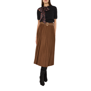 Milly - Nayla Pleated Midi Skirt in Brown