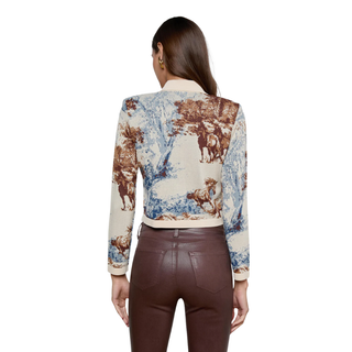 L'Agence - Osiris Jacquard Cardigan in Tan Multi Western Toile
