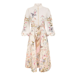 Zimmermann - Rebellion Button Midi Dress in Cream Aviary