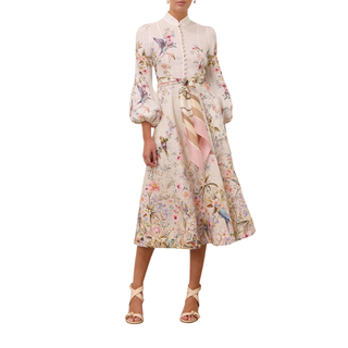 Zimmermann - Rebellion Button Midi Dress in Cream Aviary