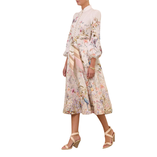Zimmermann - Rebellion Button Midi Dress in Cream Aviary