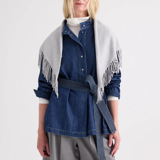 TWP - Fringe Triangle Scarf Light Heather Grey