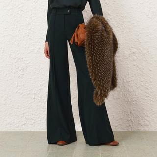 Zimmermann - Valiant Wool Flare Pant in Bottle Green