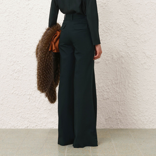 Zimmermann - Valiant Wool Flare Pant in Bottle Green