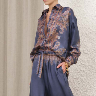 Zimmermann - Valiant Relaxed Shirt in Navy Paisley