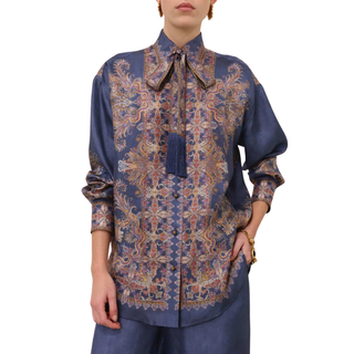 Zimmermann - Valiant Relaxed Shirt in Navy Paisley