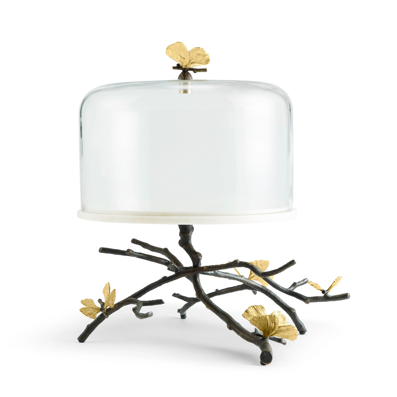 Butterfly Gingko Cake Stand w/Dome