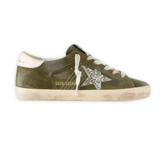 スニーカー Golden Super Star Sneakers In Suede Golden Goose - SUPER STAR SUEDE SNEAKER - OLIVENIGHT/CREAM