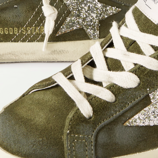 Golden Goose - Super-Star Leather-Trimmed Glittered Distressed Suede Sneakers