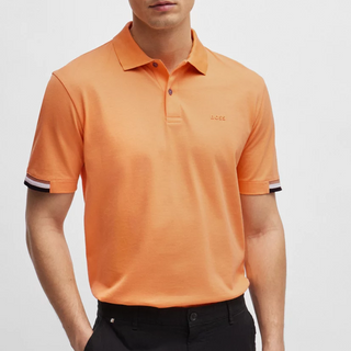 BOSS - Regular Fit Polo Shirt with Rubberized Logo