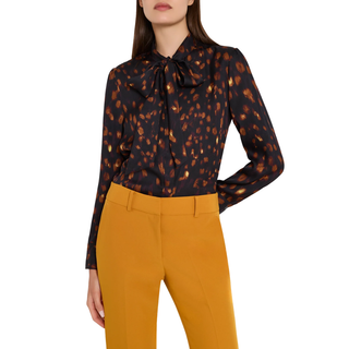 Milly - Printed Tie Neck Silk Blouse
