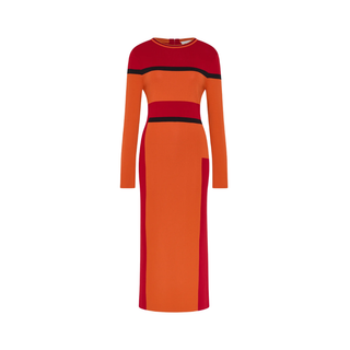 Milly - Shohona Colorblock Knit Dress in Orange/Multi