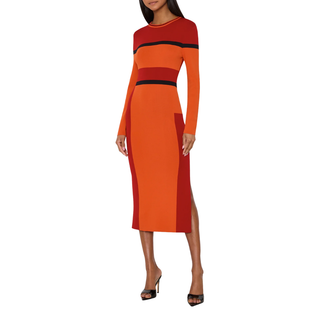 Milly - Shohona Colorblock Knit Dress in Orange/Multi