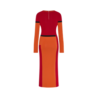 Milly - Shohona Colorblock Knit Dress in Orange/Multi