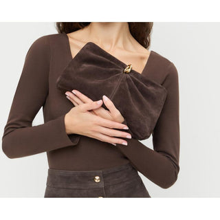 Loeffler Randall - Corrine Brown Suede Gathered Clutch