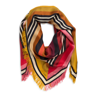 Echo - Half and Half Silk Scarf Red Multi