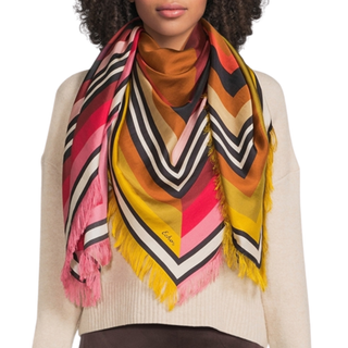 Echo - Half and Half Silk Scarf Red Multi