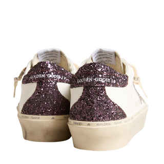 Golden Goose - Women's Hi Star with silver glitter star and ruby red glitter heel tab