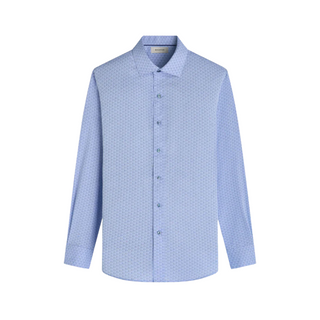 Bugatchi Axel Shaped Fit Trellis Print Stretch Cotton Button-Up Shirt Bugatchi Axel Shaped Fit Trellis Print Stretch Cotton Button-Up Shirt