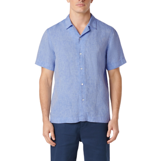 Bugatchi - Jackson Solid Linen Camp Shirt Sky
