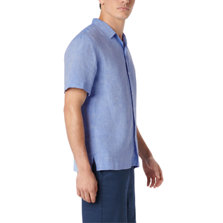 Bugatchi - Jackson Solid Linen Camp Shirt Sky