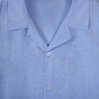 Bugatchi - Jackson Solid Linen Camp Shirt Sky