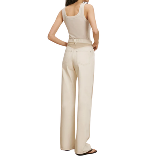 Veronica Beard - Taylor Color-Block Wide-Leg Jean in Ecro/Stone Wash
