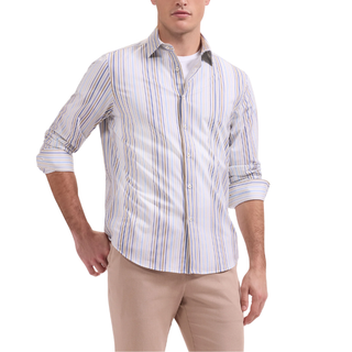 Bugatchi - James OoohCotton® Striped Shirt Walnut