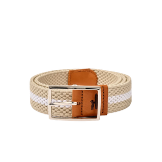 Johnnie-O - Reversible Stripe Stretch Belt in Light Khaki