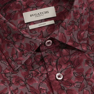 Men's L/S Julian Floral Shirt in Burgundy