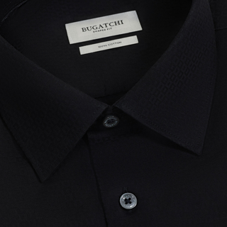 Men's L/S Julian Tonal Geometric Jacquard Shirt in Black
