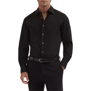 Men's L/S Julian Tonal Geometric Jacquard Shirt in Black