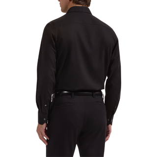 Men's L/S Julian Tonal Geometric Jacquard Shirt in Black