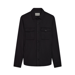 Men's Button Down Solid Shirt Jacket in Black