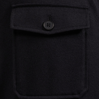 Men's Button Down Solid Shirt Jacket in Black