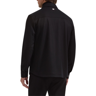 Men's Button Down Solid Shirt Jacket in Black
