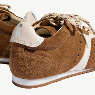 Larroude - Stella Sneaker In Russet Suede and Ivory Leather