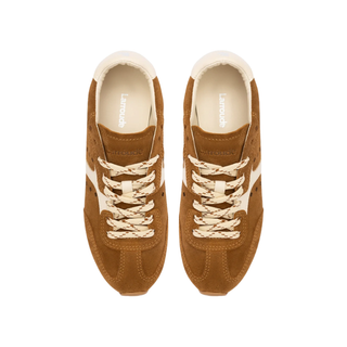 Larroude - Stella Sneaker In Russet Suede and Ivory Leather