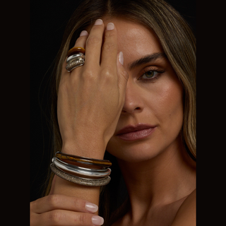 Wyld Box - Luna Ring Silver with Brown Diamond Pave