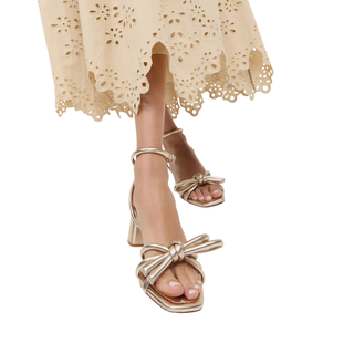 Loeffler Randall - Women's Mikel Bow Mid−Heel Sandal in Champagne