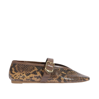 Schutz - Vick Buckle Leather Ballet Flat in Pecan Brown