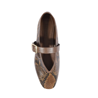 Schutz - Vick Buckle Leather Ballet Flat in Pecan Brown