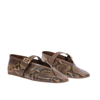 Schutz - Vick Buckle Leather Ballet Flat in Pecan Brown