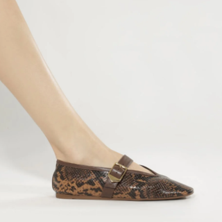 Schutz - Vick Buckle Leather Ballet Flat in Pecan Brown