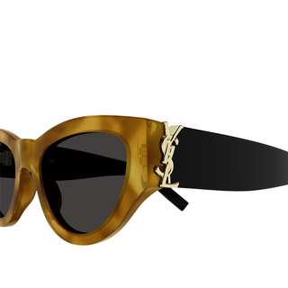 Saint Laurent - YSL Acetate Cat-Eye Sunglasses in Shiny Brown Yellow Havanna