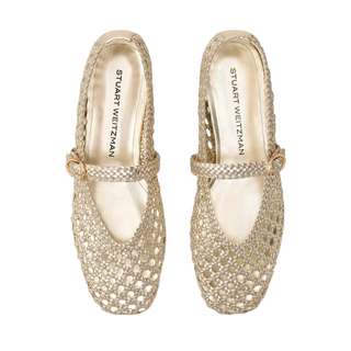 Stuart Weitzman - Prim Woven Mary Jane Flat in Golden