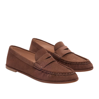 Stuart Weitzman - Spencer Loafer in Cigar Brown Suede
