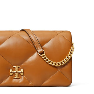 Tory Burch - Kira Diamond Quilt Chain Wallet in Classic Chesnut