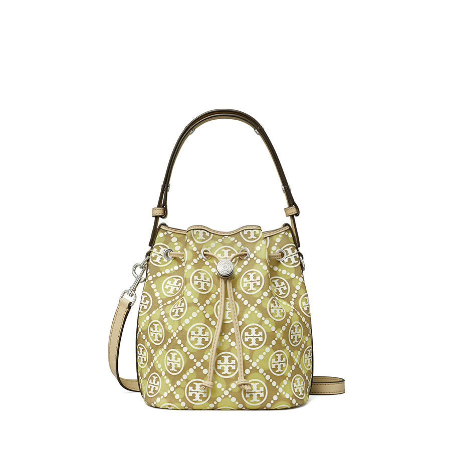 Tory Burch - T Monogram Mesh Dot Bucket Bag Khaki Honeydew